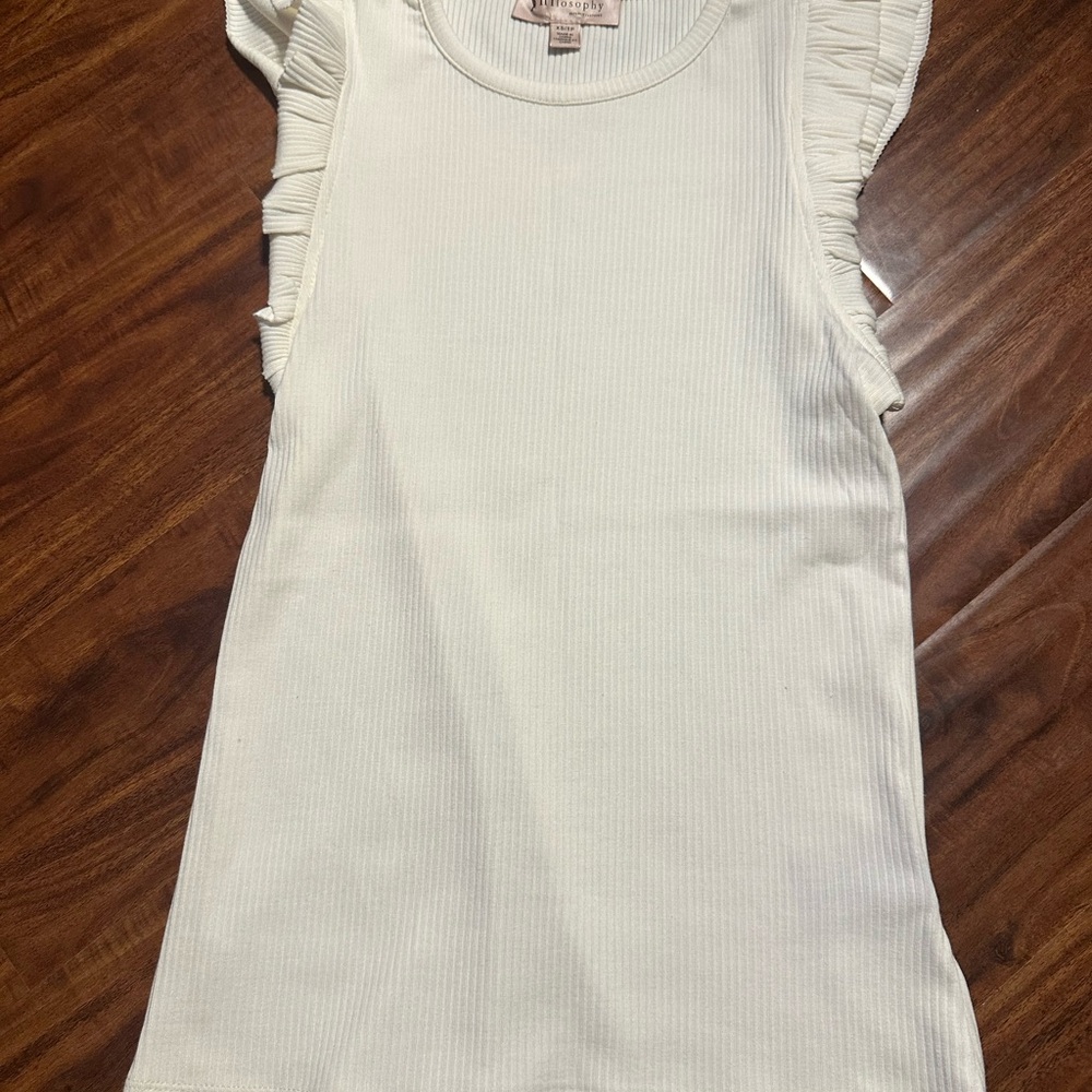 White Ruffled Sleeveless Top